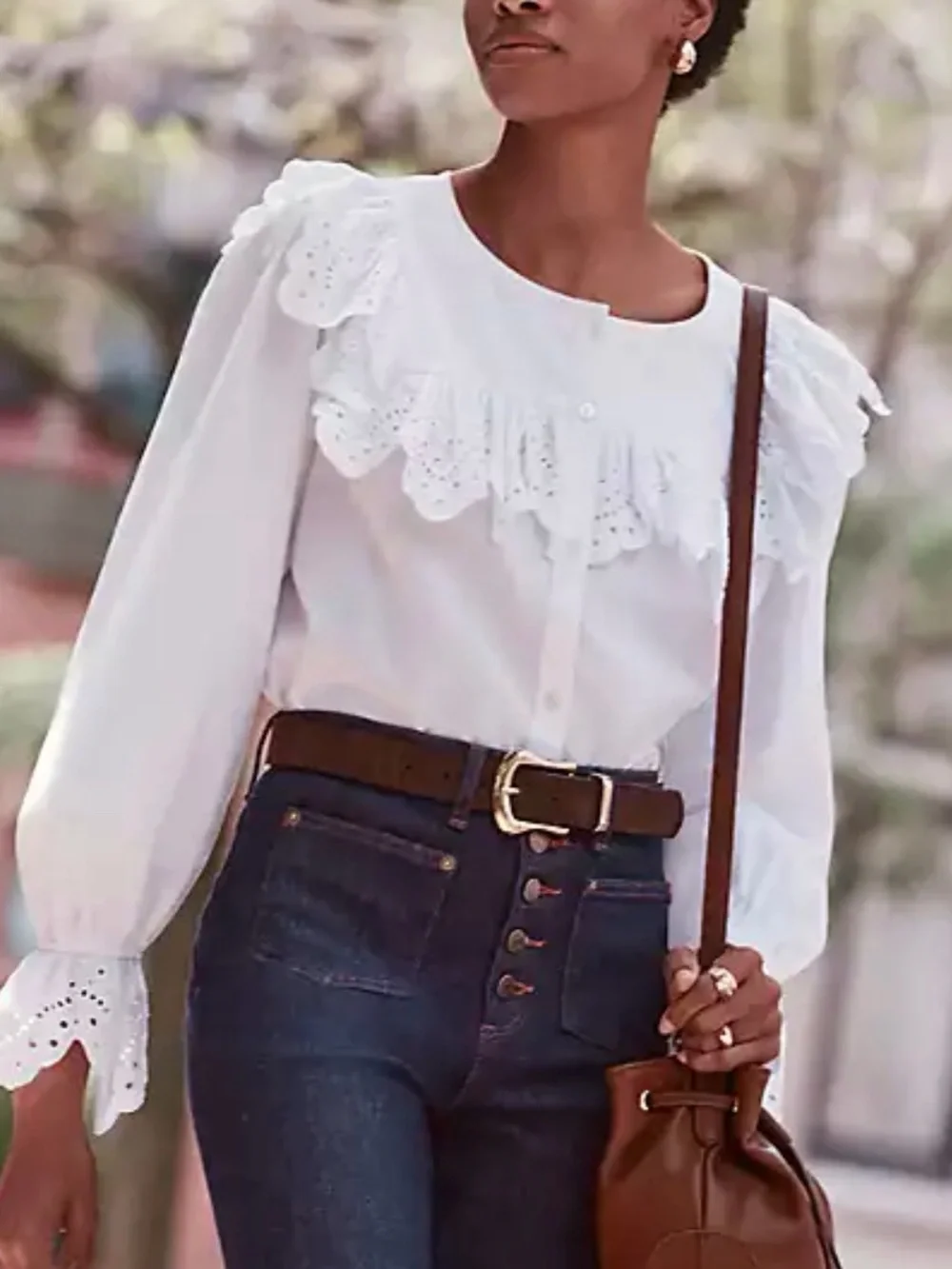 LOFT Broderie Ruffle Blouse - Picture 2 of 5